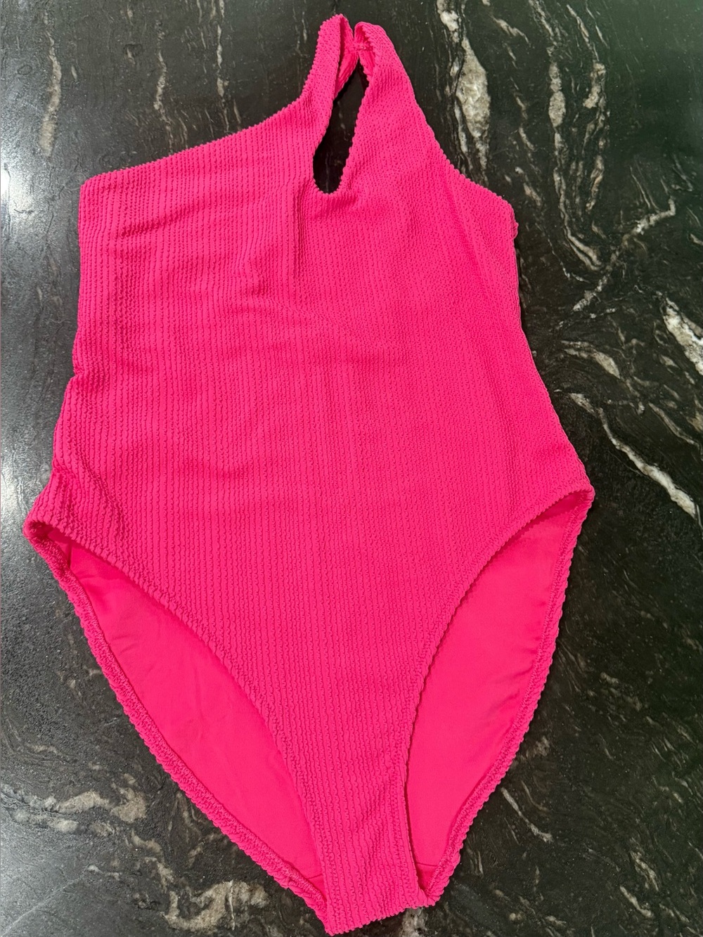 Old Navy Hot Pink One-Shoulder Textured One-Piece Swimsuit in Sz - L